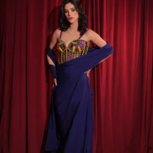 midnight mosaic corset saree